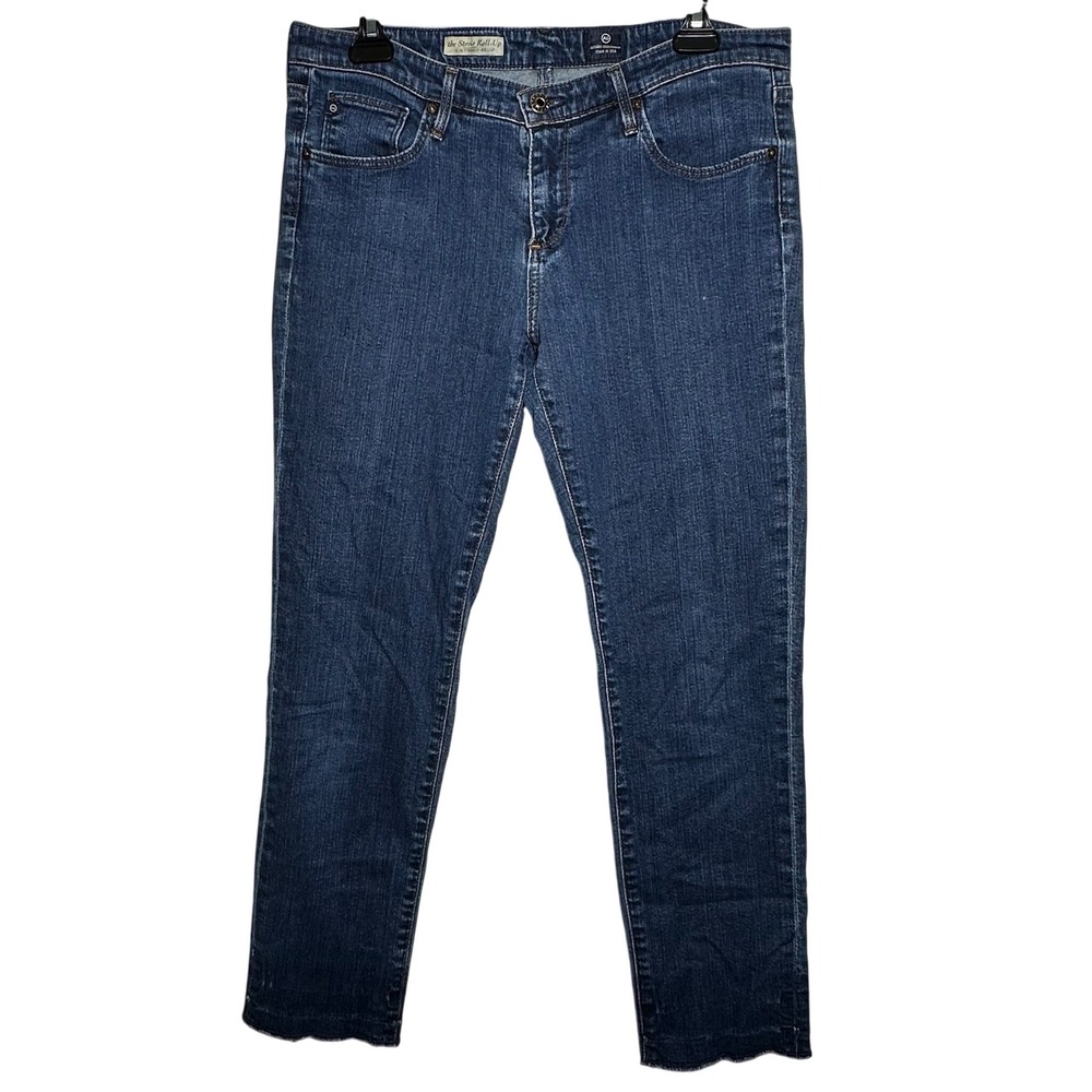 AG Adriano Goldschmied Stevie Roll Up Slim Straight Jeans 31R Dark Wash USA Made